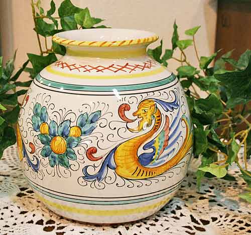 イタリア製 輸入雑貨 花瓶 フラワーベース 陶器 マヨルカ焼き デルータ 