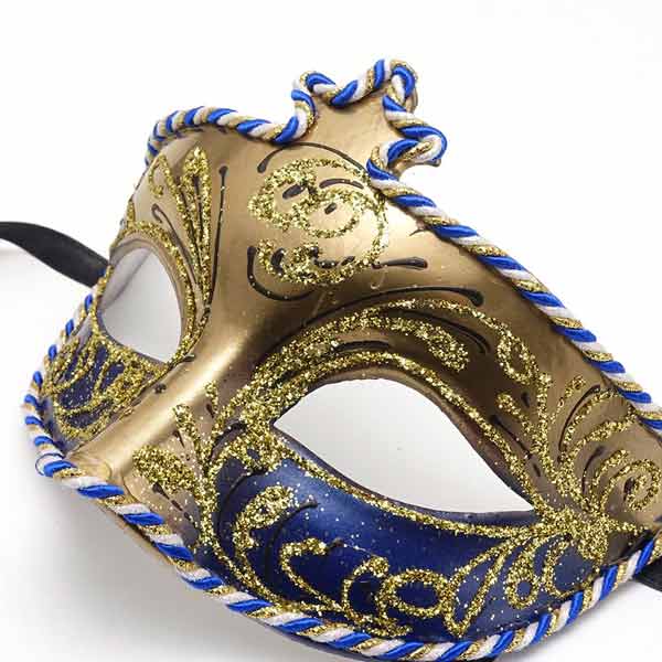 イタリア製 輸入雑貨 ベネチアンマスク ハーフ アイマスク ブルー