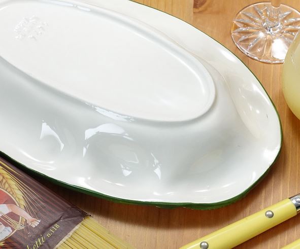 イタリア製 輸入雑貨 ディナー皿 29cm 楕円 レモン柄 盛り皿 カレー スパゲティ バッサーノ ハンドペイント BRE-1474LE 直輸入  リビングスタジオ