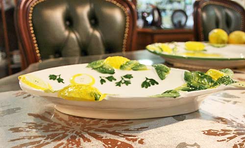イタリア製 輸入雑貨 ディナー皿 サカナ レモン柄 盛り皿 オードブル