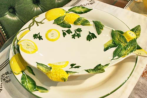 イタリア製 輸入雑貨 ディナー皿 サカナ レモン柄 盛り皿 オードブル