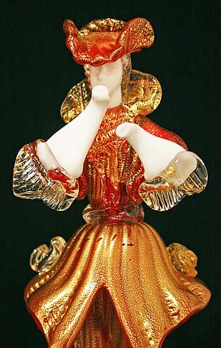イタリア製 輸入雑貨 ベネチアングラス ペア人形 置物 赤 ゴールド 