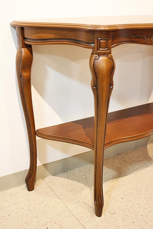 イタリア製 輸入家具 コンソール サイドテーブル 花台 木製 台形 象嵌 