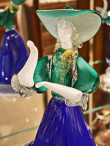 イタリア製 輸入雑貨 ベネチアングラス ペア人形 ダンサー グリーン