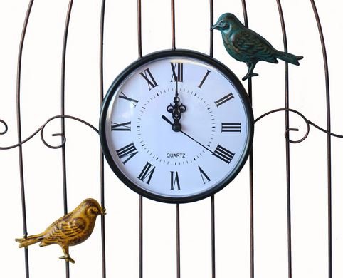 輸入雑貨 Wall Clock バードハウス 掛け時計 アイアン 鳥かご 小鳥