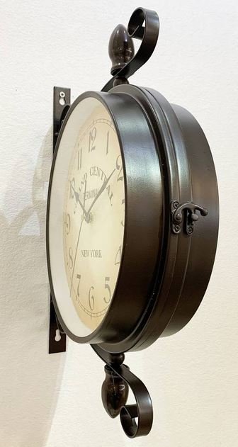輸入雑貨 ステーションクロック 壁掛け時計 両面時計 シャビーシック