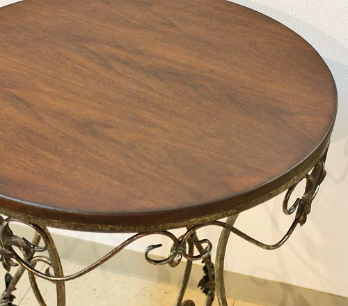 輸入家具 サイドテーブル ティーテーブル アイアン 木製 アンティーク