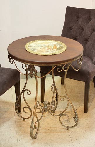 輸入家具 サイドテーブル ティーテーブル アイアン 木製 アンティーク