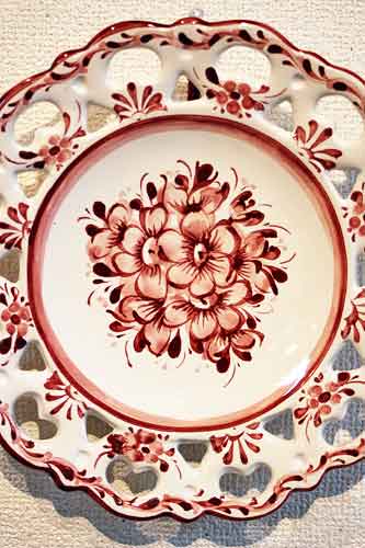 ポルトガル製 輸入雑貨 美しい伝統柄の陶器絵皿 ホワイト ピンク 花柄 ...