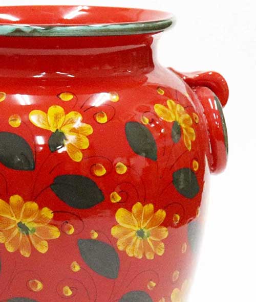 イタリア製 輸入雑貨 傘立て 赤 花柄 陶器 Ilponte イルポンテ 壺 花瓶