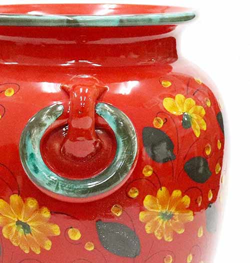 イタリア製 輸入雑貨 傘立て 赤 花柄 陶器 Ilponte イルポンテ 壺 花瓶 