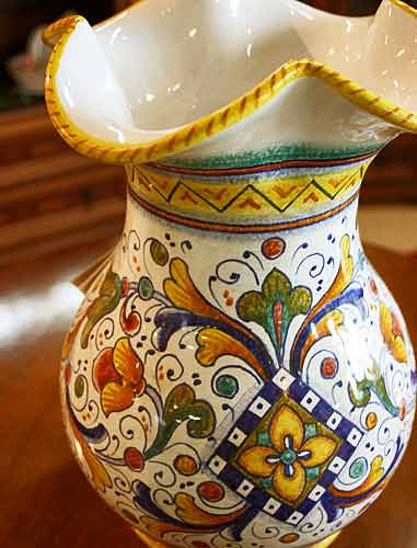 イタリア製 輸入雑貨 花瓶 マヨルカ焼き デルータ Deruta 伝統柄